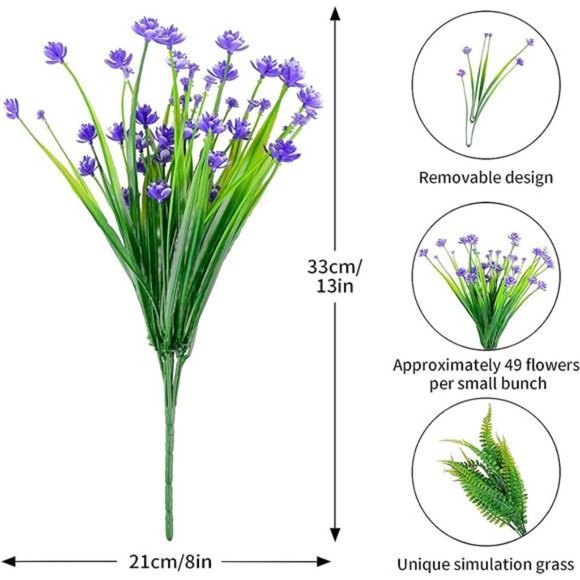 12 Bundles Artificial Flowers for Outdoor Decoration, UV Resistant Shrubs Plants - Picture 5 of 6